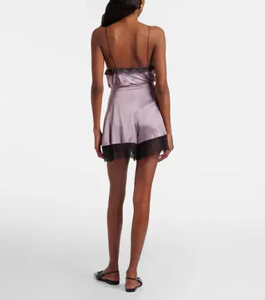 Nina Ricci Lace-trimmed silk-blend satin shorts | Thumbnail 4