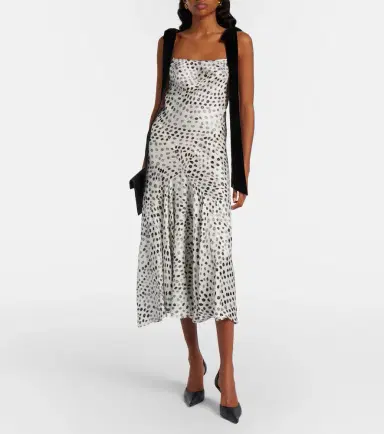 Nina Ricci Polka-dot satin midi dress | Thumbnail 3