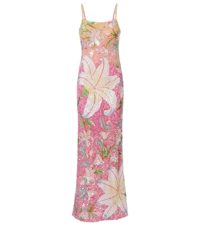 Là Fuori Floral sequined gown
