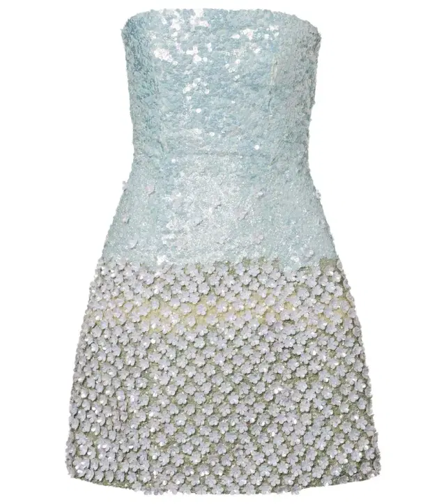 Là Fuori Floral sequined minidress