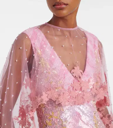 LA FUORI Là Fuori Panorama embellished caped gown | Thumbnail 3 LA FUORI Là Fuori Panorama embellished caped gown | Thumbnail 3