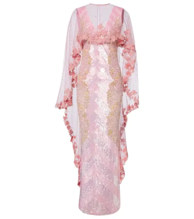 Là Fuori Panorama embellished caped gown