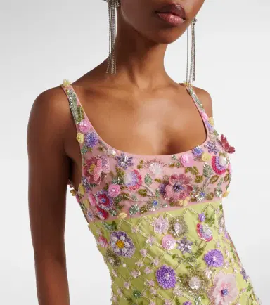 La Fuori Là Fuori Floral embellished mesh cocktail dress | Thumbnail 3