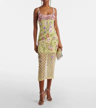 La Fuori Là Fuori Floral embellished mesh cocktail dress | Thumbnail 4