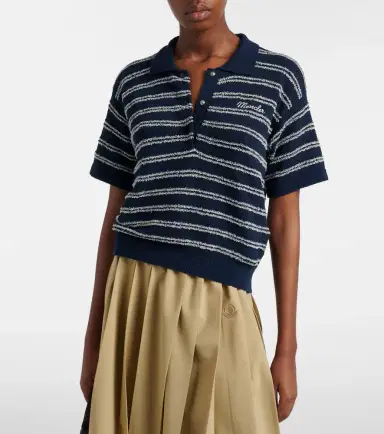 Moncler Logo striped cotton-blend polo sweater | Thumbnail 4 Moncler Logo striped cotton-blend polo sweater | Thumbnail 4