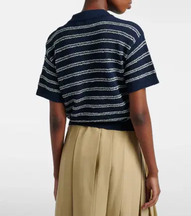 Moncler Logo striped cotton-blend polo sweater | Thumbnail 6 Moncler Logo striped cotton-blend polo sweater | Thumbnail 6