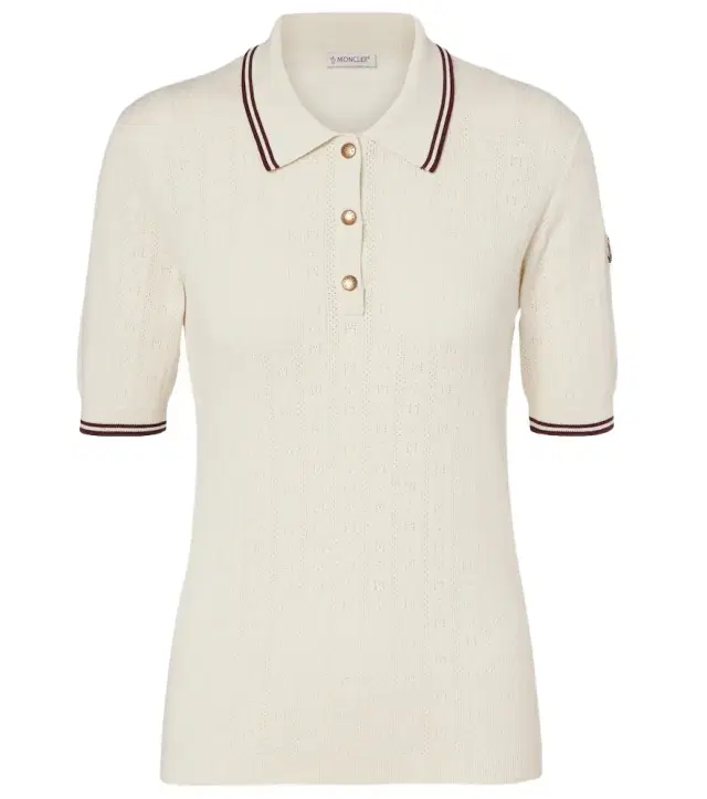 Pointelle cotton polo shirt