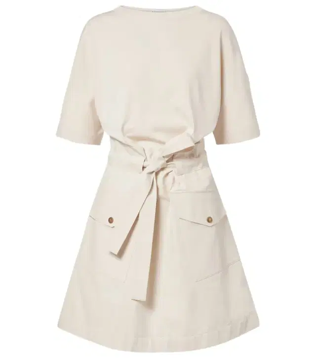 Belted cotton-blend jersey minidress