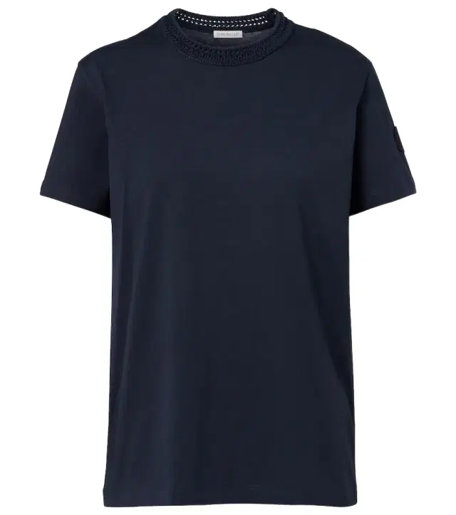 Crochet-trimmed cotton jersey T-shirt