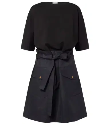 Moncler Belted cotton-blend jersey minidress | Thumbnail 1 Moncler Belted cotton-blend jersey minidress | Thumbnail 1