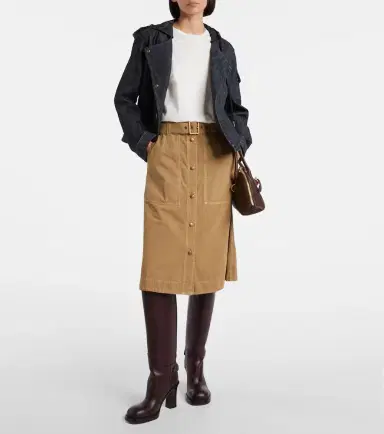 Moncler Belted denim midi skirt | Thumbnail 3