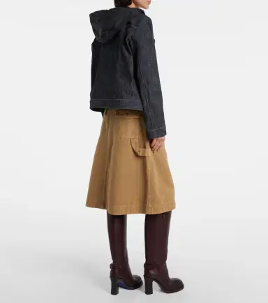 Moncler Belted denim midi skirt | Thumbnail 4