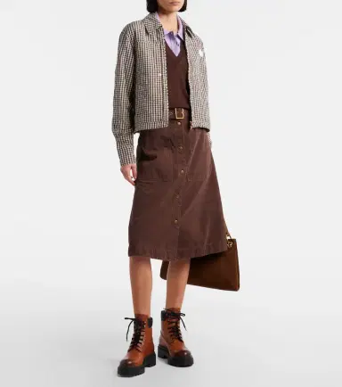 Moncler Belted denim midi skirt | Thumbnail 5