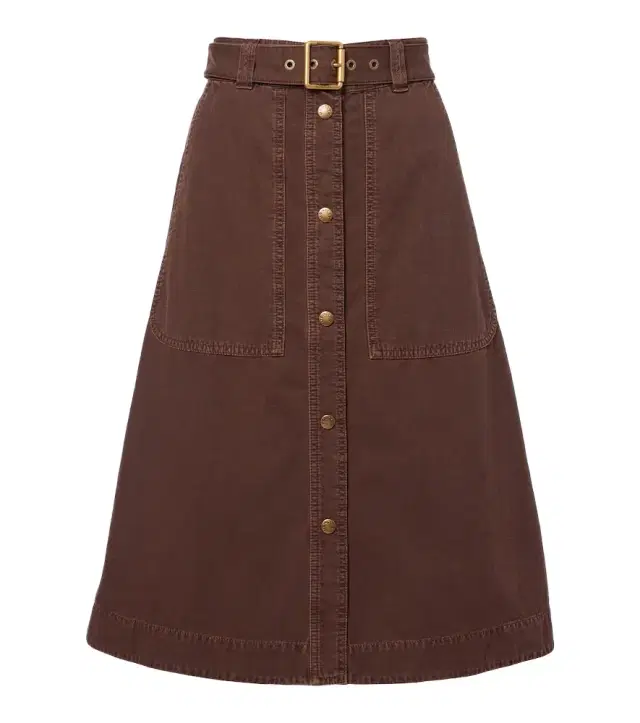 Moncler Belted denim midi skirt