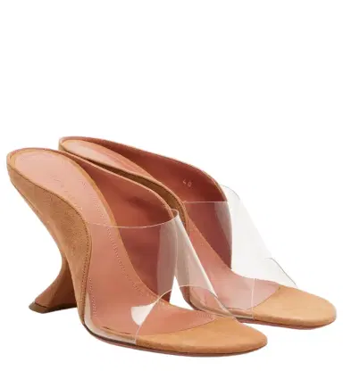 Amina Muaddi Mackenzie PVC and suede mules | Thumbnail 1