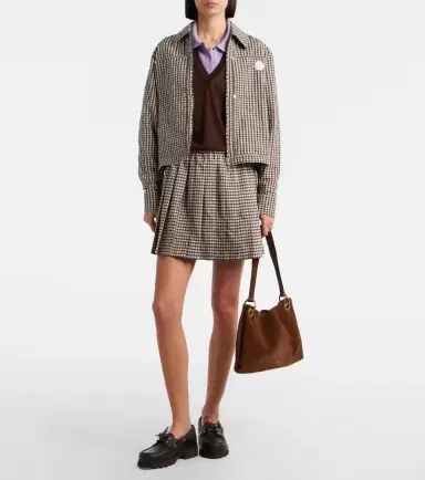 Moncler Pleated gingham cotton-blend miniskirt | Thumbnail 5 Moncler Pleated gingham cotton-blend miniskirt | Thumbnail 5