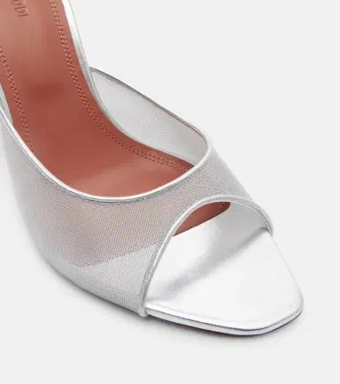 Amina Muaddi Alexa leather-trimmed mesh mules | Thumbnail 3
