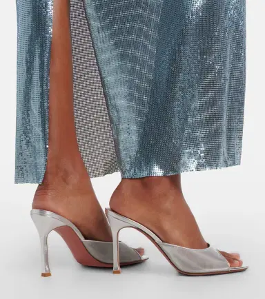Amina Muaddi Alexa leather-trimmed mesh mules | Thumbnail 5