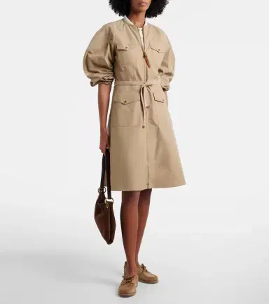 Moncler Belted cotton-blend poplin midi dress | Thumbnail 4 Moncler Belted cotton-blend poplin midi dress | Thumbnail 4
