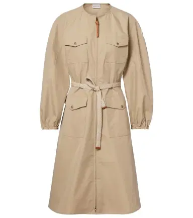 Moncler Belted cotton-blend poplin midi dress | Thumbnail 1 Moncler Belted cotton-blend poplin midi dress | Thumbnail 1