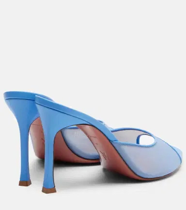 Amina Muaddi Alexa leather-trimmed mesh mules | Thumbnail 2