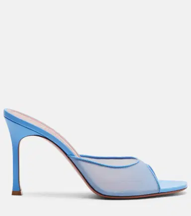 Amina Muaddi Alexa leather-trimmed mesh mules | Thumbnail 3