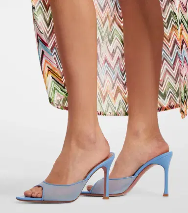 Amina Muaddi Alexa leather-trimmed mesh mules | Thumbnail 5