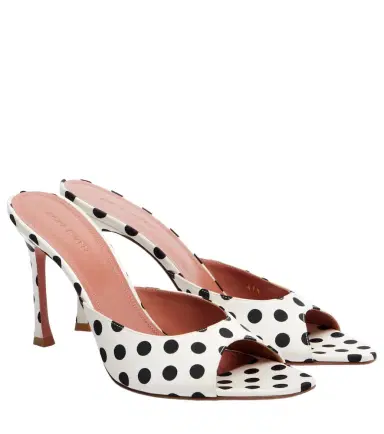Amina Muaddi Alexa polka-dot satin mules | Thumbnail 1 Amina Muaddi Alexa polka-dot satin mules | Thumbnail 1