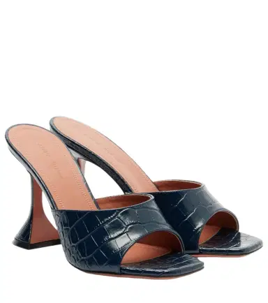 Amina Muaddi Lupita croc-effect leather mules | Thumbnail 1
