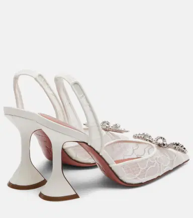 Amina Muaddi Rosie embellished lace slingback pumps | Thumbnail 2
