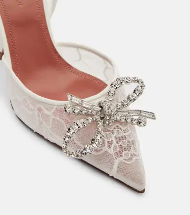 Amina Muaddi Rosie embellished lace slingback pumps | Thumbnail 4