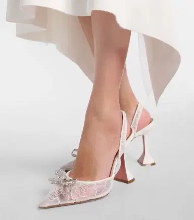 Amina Muaddi Rosie embellished lace slingback pumps | Thumbnail 5