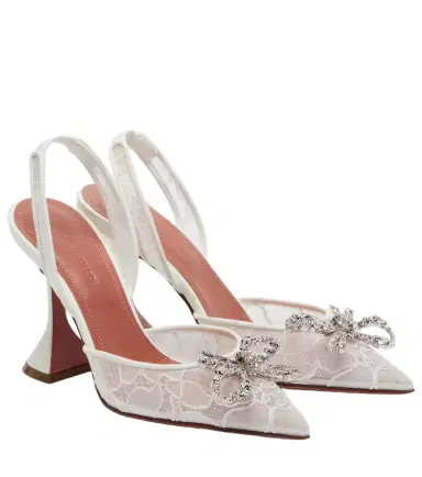 Amina Muaddi Rosie embellished lace slingback pumps | Thumbnail 1