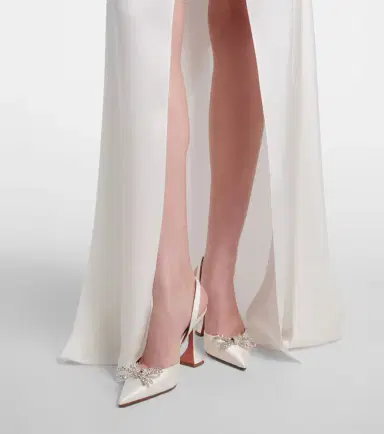 Amina Muaddi Rosie 95 satin slingback pumps | Thumbnail 6
