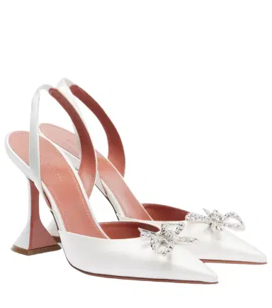 Amina Muaddi Rosie 95 satin slingback pumps | Thumbnail 1