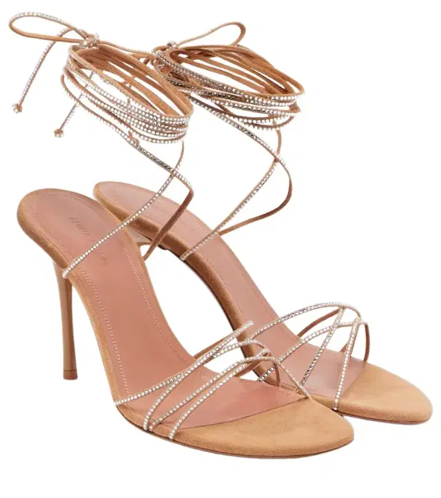 Amina Muaddi Lori 95 embellished suede sandals