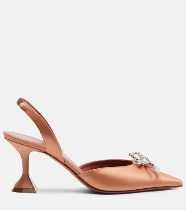 Amina Muaddi Rosie embellished satin slingback pumps | Thumbnail 3 Amina Muaddi Rosie embellished satin slingback pumps | Thumbnail 3