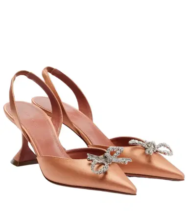 Amina Muaddi Rosie embellished satin slingback pumps | Thumbnail 1 Amina Muaddi Rosie embellished satin slingback pumps | Thumbnail 1