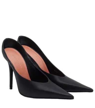 Amina Muaddi Anok satin mules | Thumbnail 1 Amina Muaddi Anok satin mules | Thumbnail 1