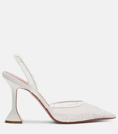 Amina Muaddi Holli leather-trimmed lace slingback pumps | Thumbnail 2 Amina Muaddi Holli leather-trimmed lace slingback pumps | Thumbnail 2