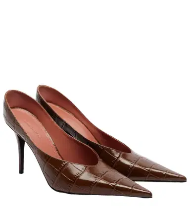 Amina Muaddi Anok croc-effect leather pumps | Thumbnail 1