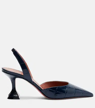 Amina Muaddi Holli croc-effect leather slingback pumps | Thumbnail 2