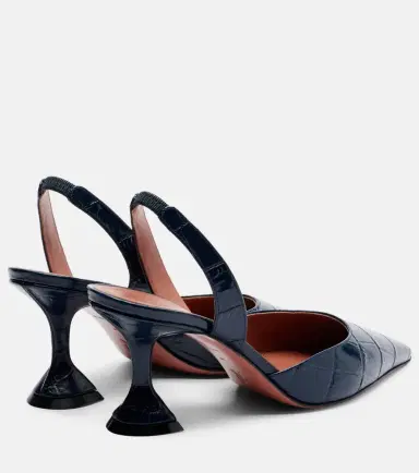 Amina Muaddi Holli croc-effect leather slingback pumps | Thumbnail 4