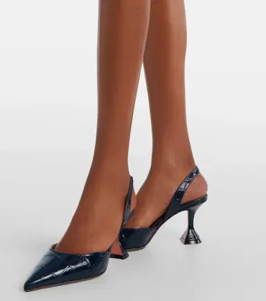 Amina Muaddi Holli croc-effect leather slingback pumps | Thumbnail 5