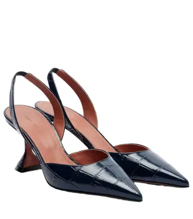Amina Muaddi Holli croc-effect leather slingback pumps | Thumbnail 1