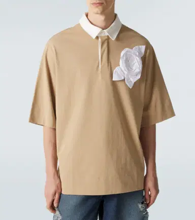 Simone Rocha Floral-appliqué cotton jersey polo shirt | Thumbnail 2