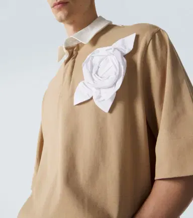 Simone Rocha Floral-appliqué cotton jersey polo shirt | Thumbnail 3