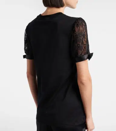 Nina Ricci Lace-trimmed cotton jersey T-shirt | Thumbnail 2