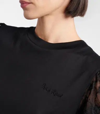 Nina Ricci Lace-trimmed cotton jersey T-shirt | Thumbnail 5