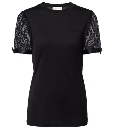 Nina Ricci Lace-trimmed cotton jersey T-shirt | Thumbnail 1
